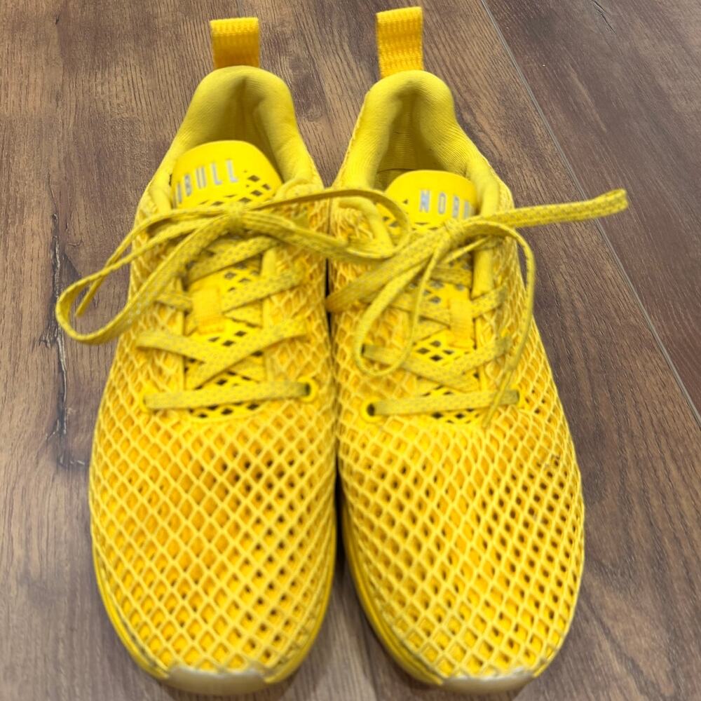 NOBULL Lemon Drop Diamond Knit Runner Yellow Sneakers Women’s 7.5 - Picture 6 of 10